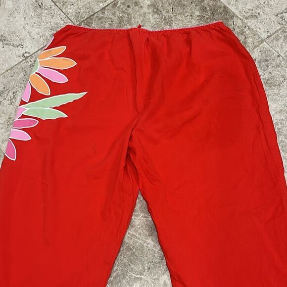 Victoria’s Secret Y2K  Cropped PJ Pajama Pant Red M Flower Applique' - Picture 11 of 13